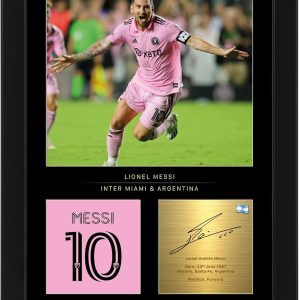 win fc lionel messi photo encadrée a4 – reproduction de signature numérique – cadeau pour les fans de miami et d'argentine