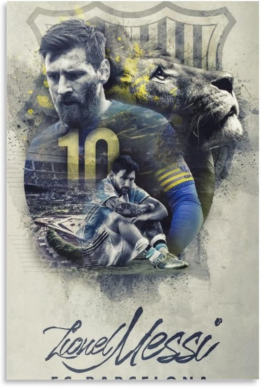 affiche d'art vintage de leo messi, toile imprimée rétro, décoration murale pour la maison, la chambre à coucher, le salon, 50 x 75 cm