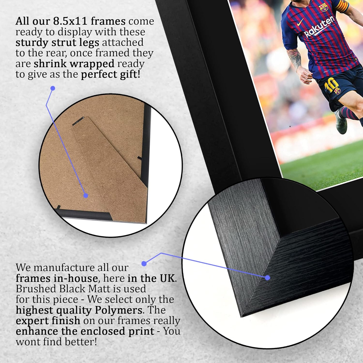 hwc trading lionel messi barcelone cadeaux usl affiche dédicacée encadrée pour les fans et supporters de football format lettre américaine