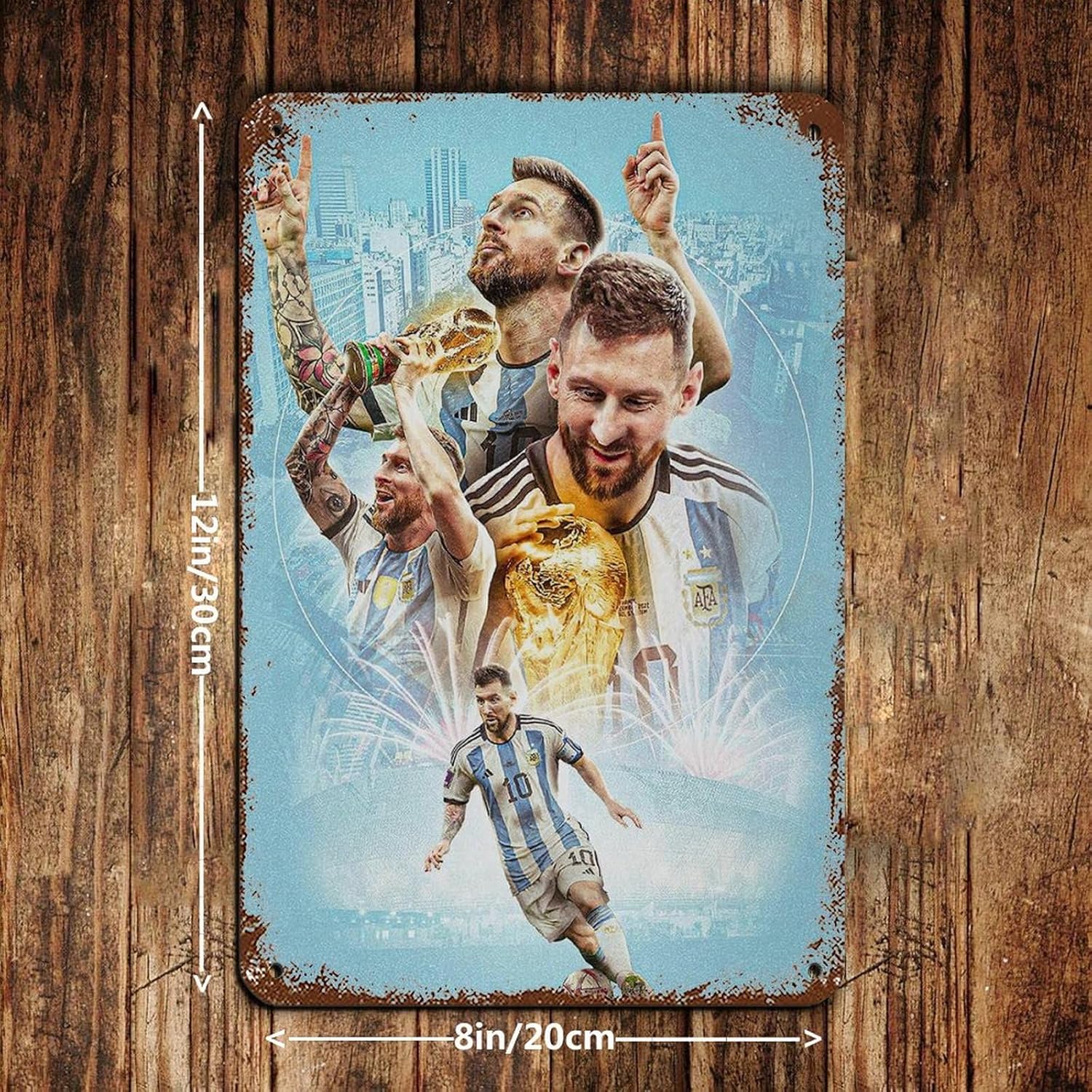 poster métal vintage lionel messi décoration murale 20 x 30 cm