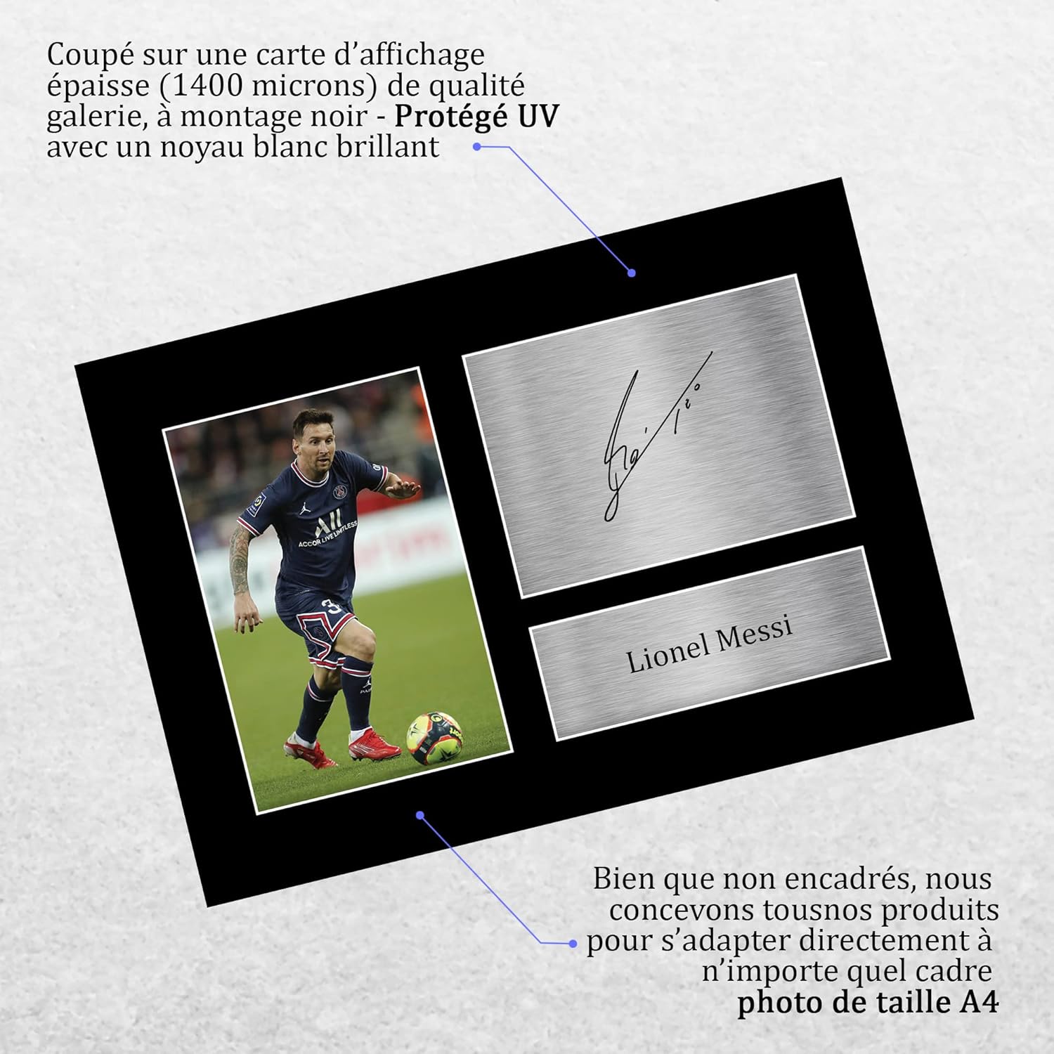 hwc trading a4 lionel messi paris saint germain psg photo dédicacée imprimée cadeaux pour les fans et supporters de football a4