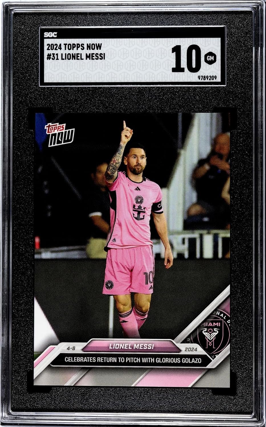 cartes à collectionner mondiales classées lionel messi 2024 topps now mls #31, inter miami, certifié sgc 10 gm, graduée, carte en édition limitée, cartes de football, cartes de football