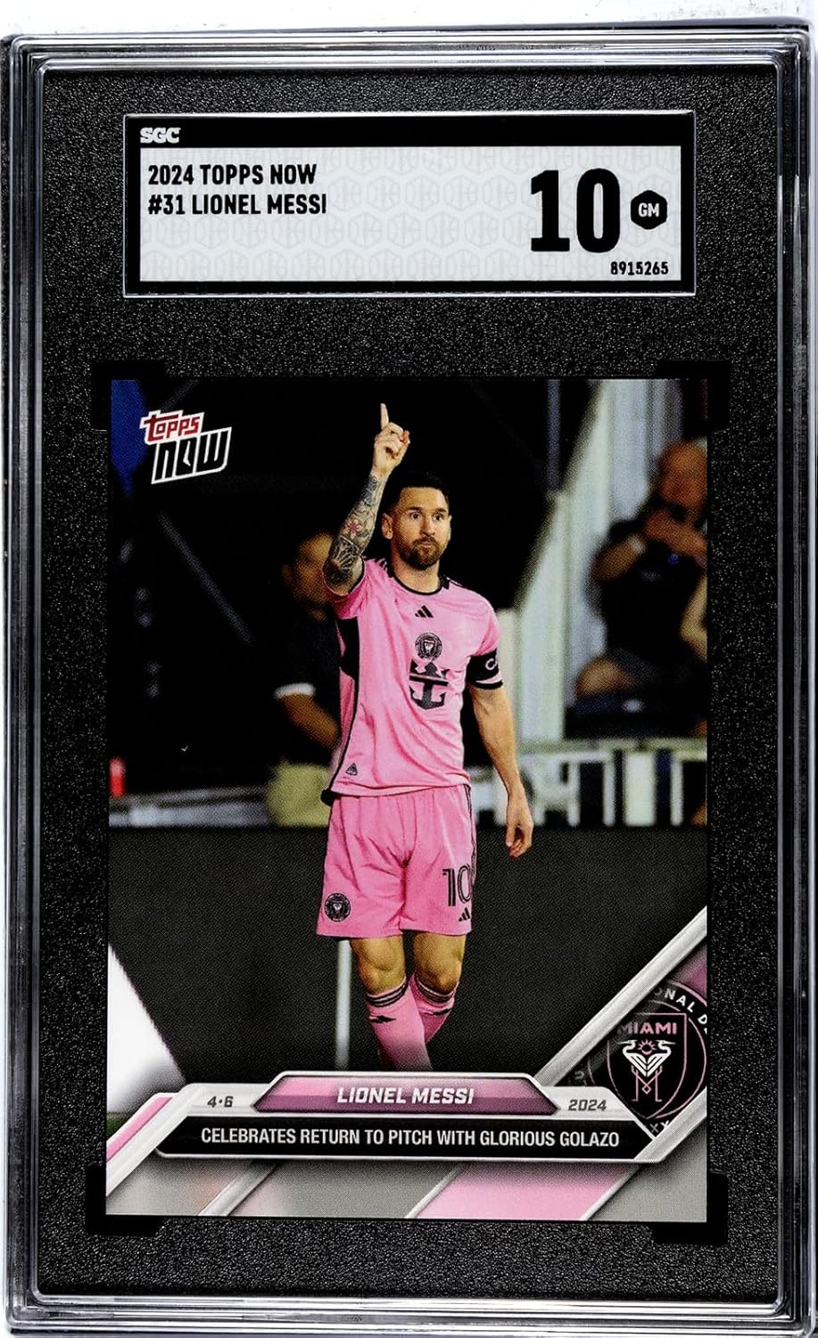 cartes à collectionner mondiales classées lionel messi 2024 topps now mls #31, inter miami, certifié sgc 10 gm, graduée, carte en édition limitée, cartes de football, cartes de football