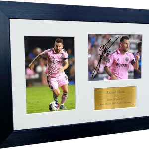 cadre photo dédicacé lionel messi inter miami 30,5 x 20,3 cm a4 – cadeau doré