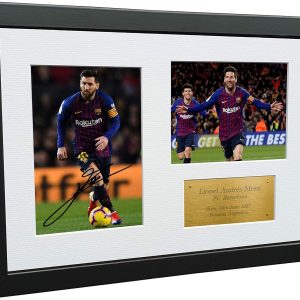 kitbags & lockers fc lionel messi barcelone cadre photo dédicacé 30,5 x 20,3 cm