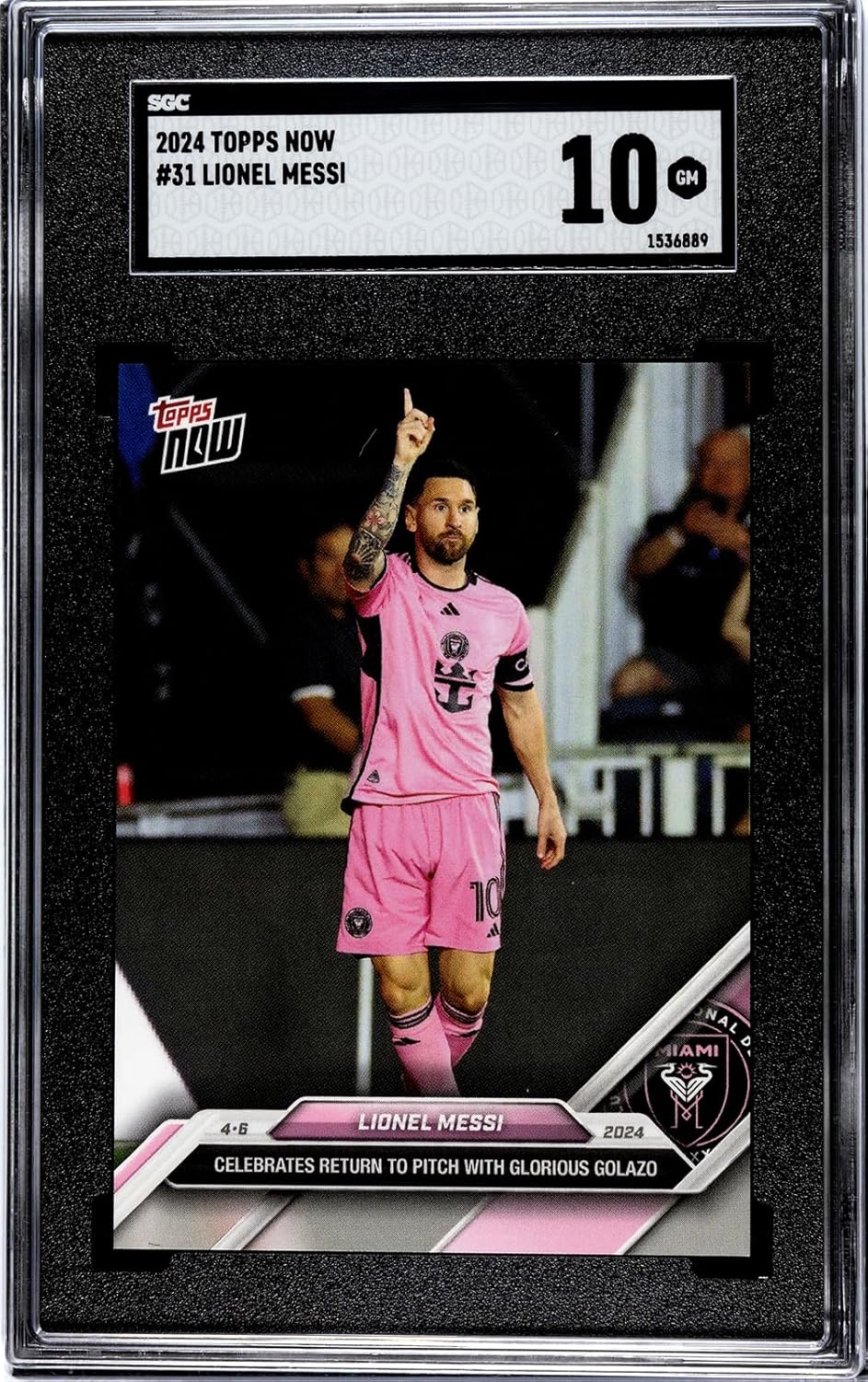 cartes à collectionner mondiales classées lionel messi 2024 topps now mls #31, inter miami, certifié sgc 10 gm, graduée, carte en édition limitée, cartes de football, cartes de football