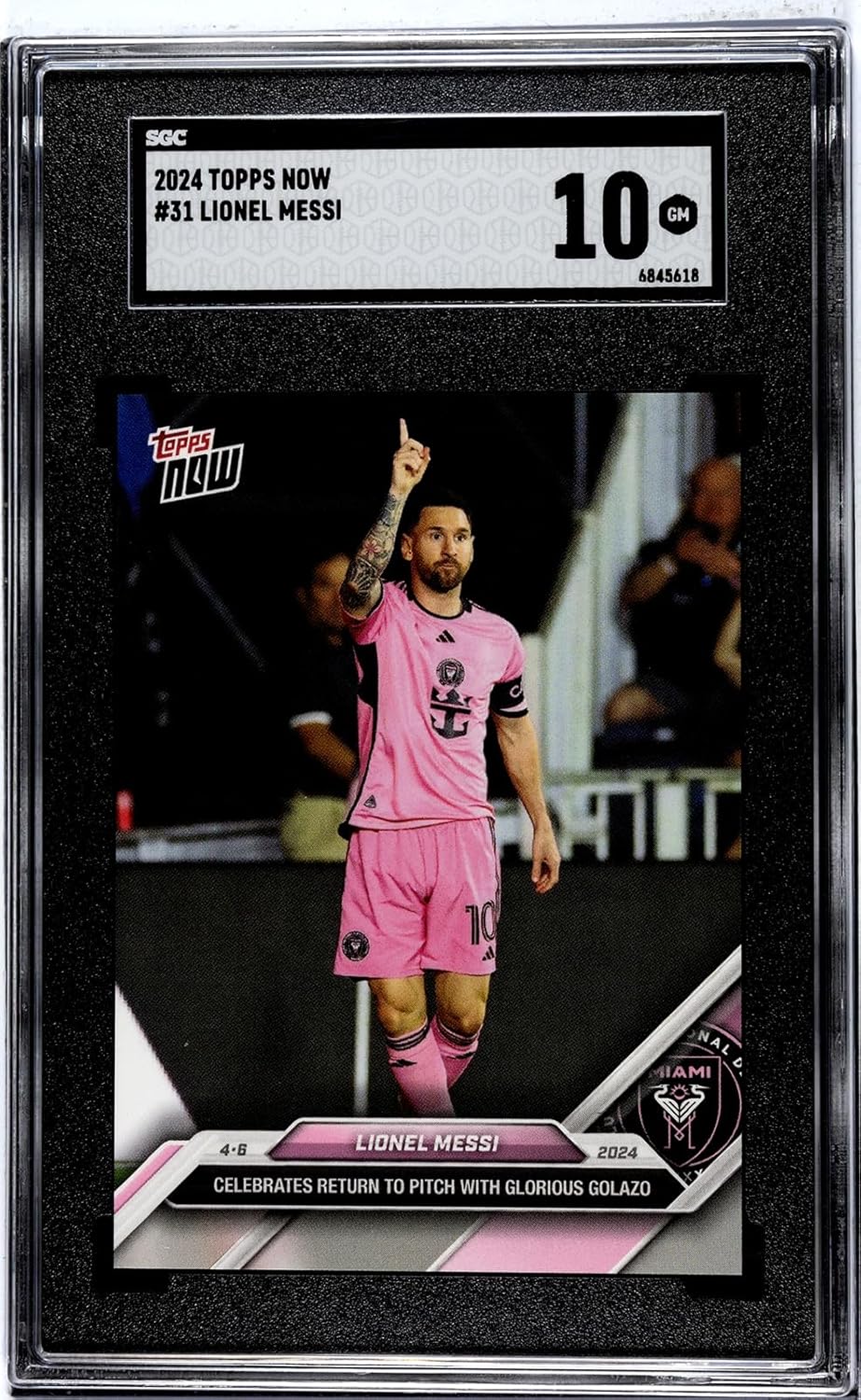 cartes à collectionner mondiales classées lionel messi 2024 topps now mls #31, inter miami, certifié sgc 10 gm, graduée, carte en édition limitée, cartes de football, cartes de football