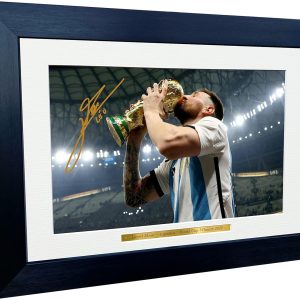 cadre photo a4 dédicacé de lionel messi avec autographe et photo de football a4 argentine barcelone leo 30,5 x 20,3 cm