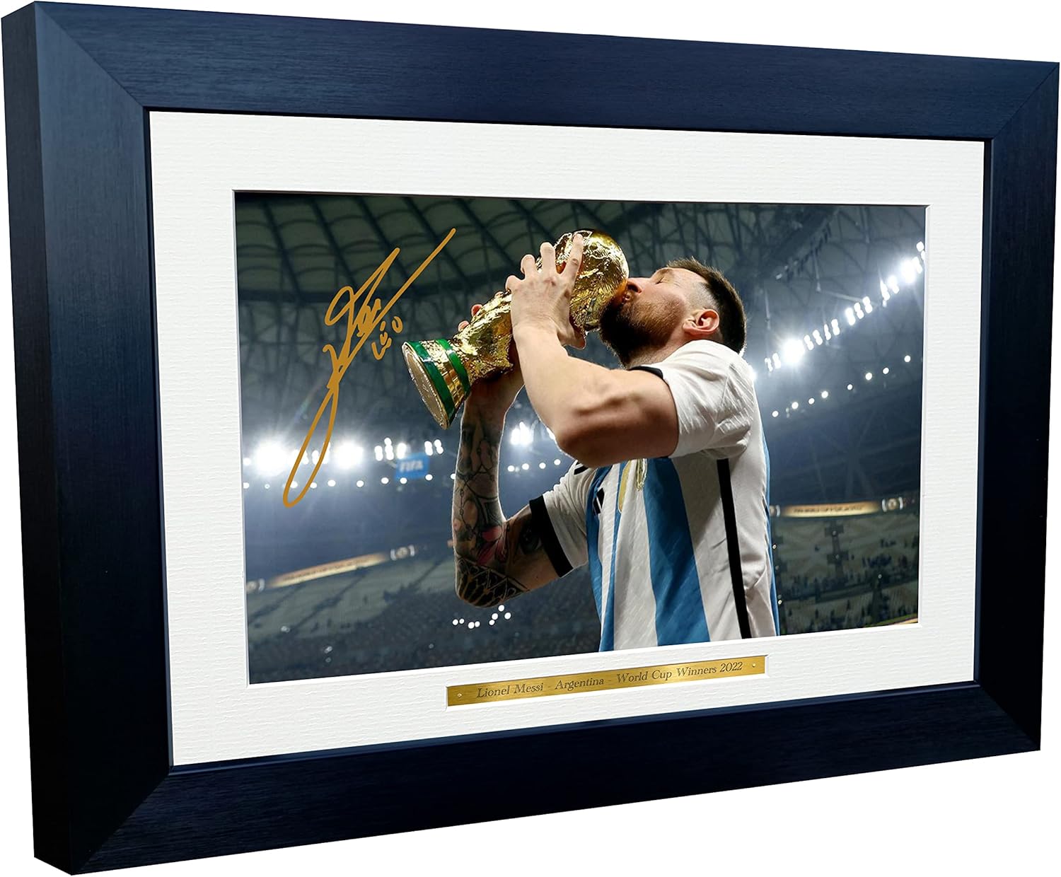 cadre photo a4 dédicacé de lionel messi avec autographe et photo de football a4 argentine barcelone leo 30,5 x 20,3 cm