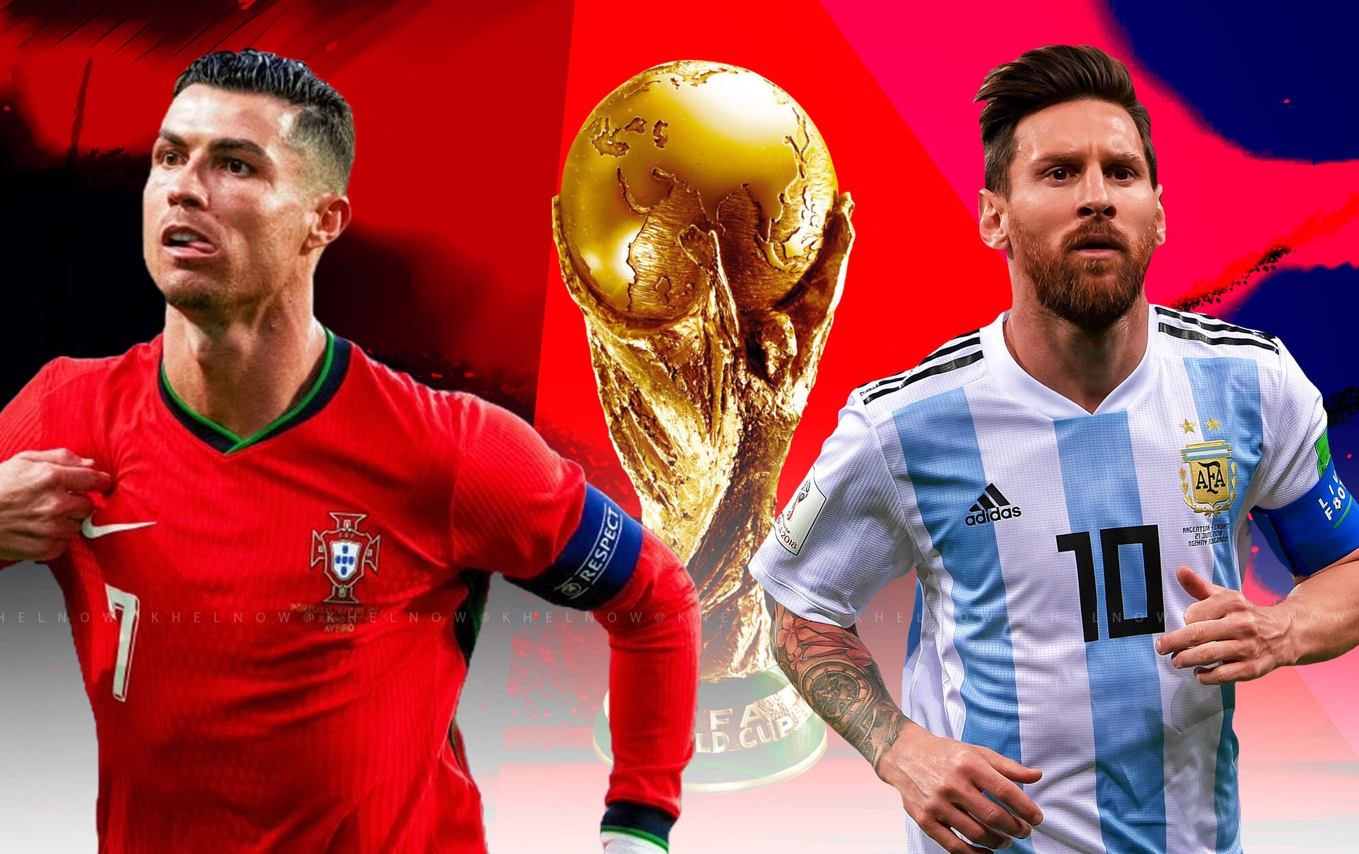cristiano ronaldo portugal fifa world cup trophy lionel messi argentina.jpg