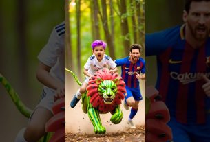 Messi a volé le lion de pastèque au fils de Ronaldo. Que fera Ronaldo? #ronaldo #football #messi