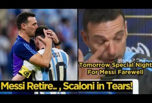 La réaction émotionnelle de Scaloni tenant ses larmes sur Messi dernier match en Argentine contre le Venezuela