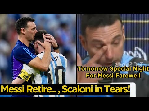 La réaction émotionnelle de Scaloni tenant ses larmes sur Messi dernier match en Argentine contre le Venezuela