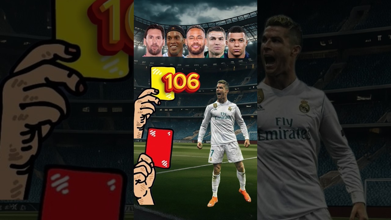 Kylian Mbappé,Neymar Jr,Lionel Messi,Ronaldinho Gaucho,Cristiano Ronaldo | carton jaune carton rouge