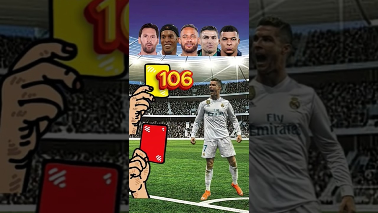 Kylian Mbappé,Neymar Jr,Lionel Messi,Ronaldinho Gaucho,Cristiano Ronaldo | carton jaune carton rouge