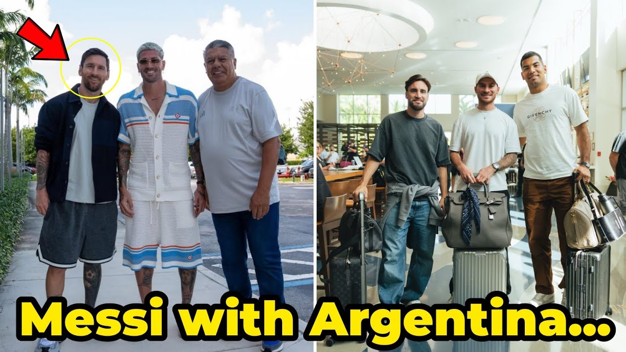 Lionel Messi et les joueurs de l'équipe nationale d'Argentine arrivent au camp d'entraînement avant le match contre le Venezuela