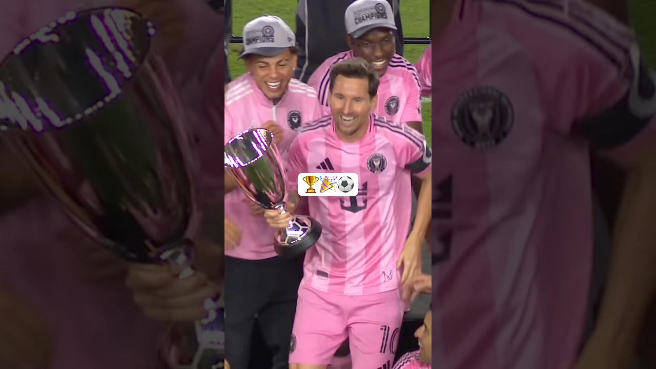 Leo Messi lève la coupe et fait la fête avec l'équipe de l'Inter Miami FC ð¦©ðð