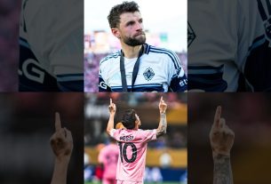 Thomas muller on Leo Messi