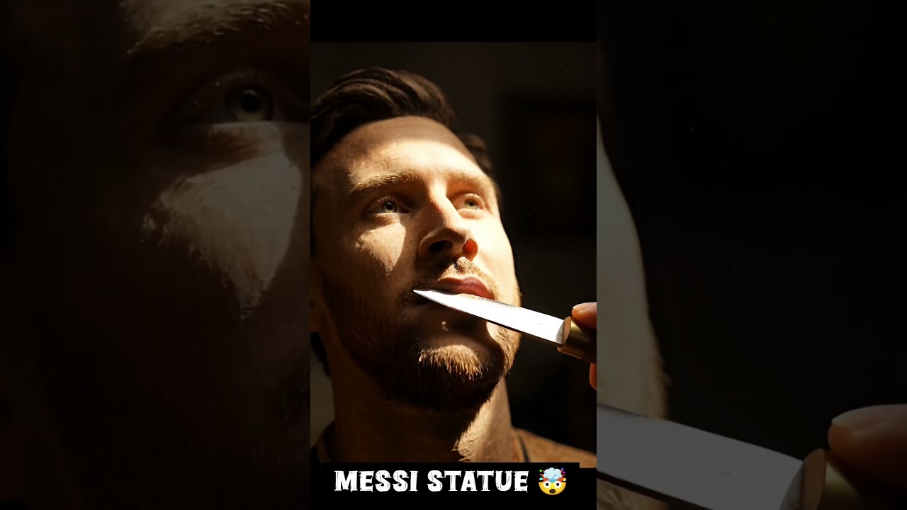 Attendez la fin ! ð± Fabriquer Leo Messi à partir d'un morceau de bois ðð®ð³ #cr7 #messi #woodenstatue #india
