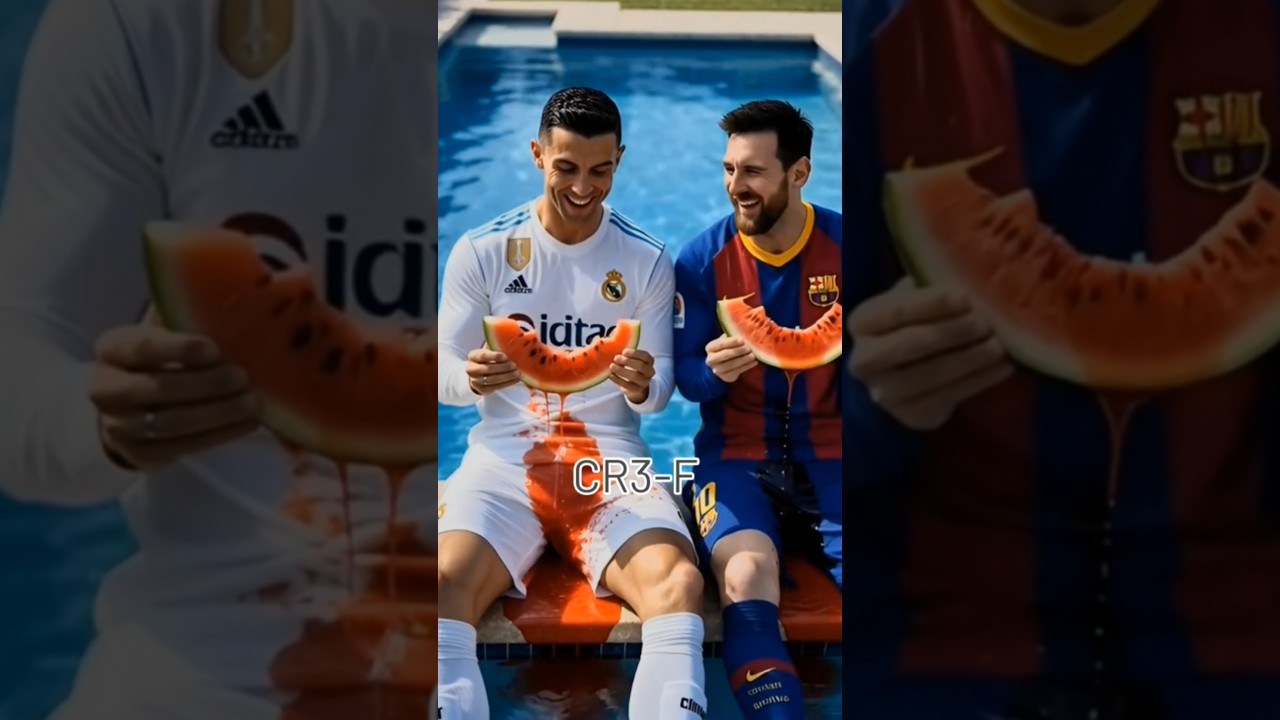 Cristiano Ronaldo et la pastèque de Leo Messi ð mangeant les grands moments amicaux de Cristiano Ronaldo