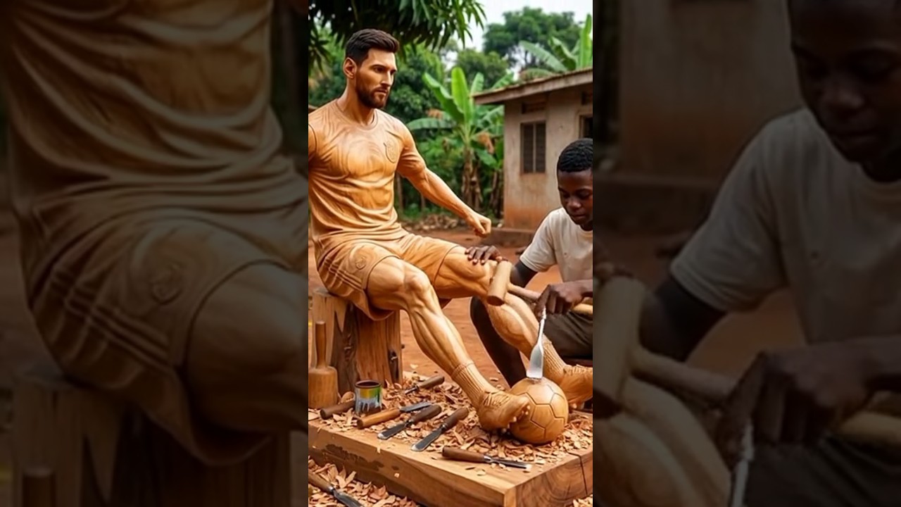 Lionel Messi || Incroyable sculpture en bois ð¥ #woodworking #woodscraft #woodwork #messi