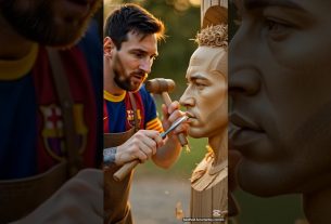Lionel Messi construit une statue en bois de 6 pieds de Neymar… vous ne le croirez pas #shorts