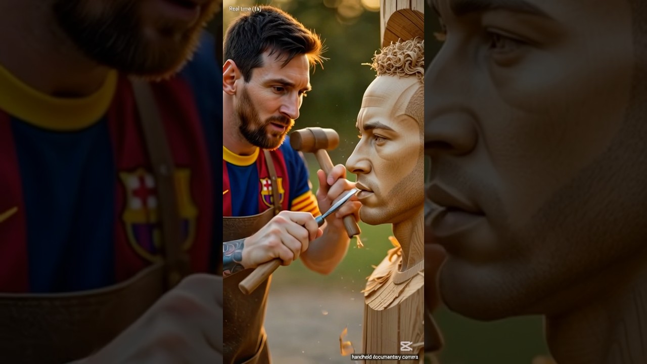 Lionel Messi construit une statue en bois de 6 pieds de Neymar… vous ne le croirez pas #shorts
