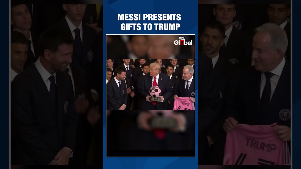 Lionel Messi présente à Donald Trump un maillot personnalisé lors de sa visite à l'Inter Miami