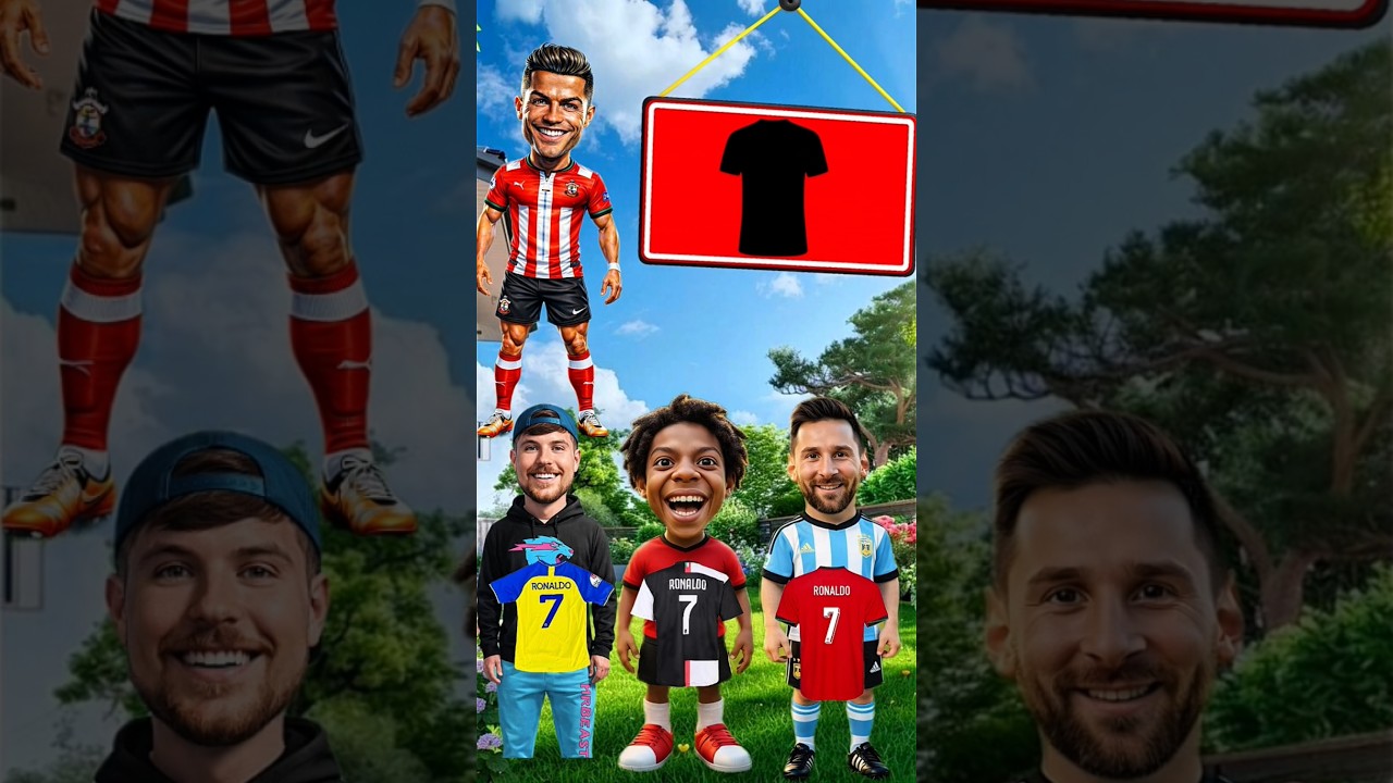 Qui obtiendra le maillot de Ronaldo ? ð± | Défi Cristiano Ronaldo contre Lionel Messi contre MrBeast ! #shorts