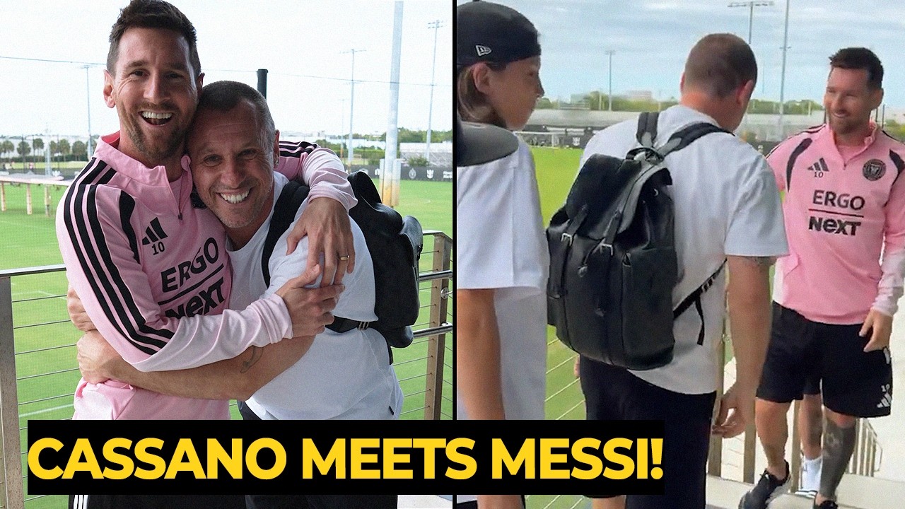 L'ancien joueur du Real Madrid Antonio Cassano rencontre Leo Messi au centre d'entraînement de Miami !