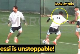 Messi lors du premier entraînement de l'Argentine avant le match amical contre la Mauritanie