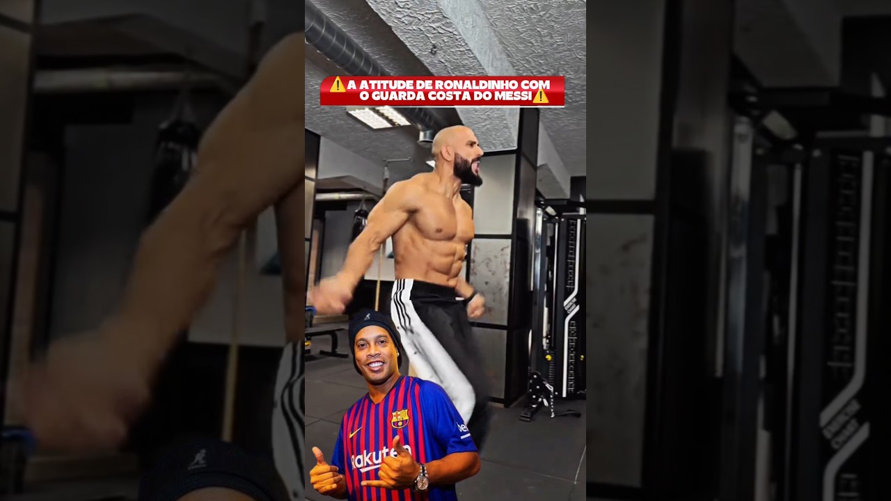 A atitude de Ronaldinho Gaúcho com o guarda costas de Lionel Messi ð±  #ronaldinho #messi