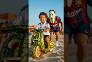 Lionel Messi a effrayé le fils de Ronaldo et lui a volé son scooter pastèque