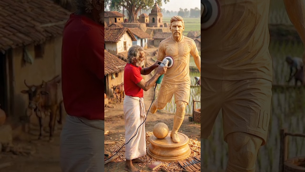 Lionel Messi Incroyable sculpture en bois faite à la main ð¥ #woodcarving #lionelmessi